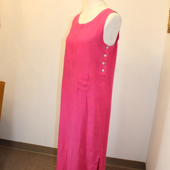 Cali Cali 100% Linen Pink Summer Dress Maxi Size M - Picture 3 of 5